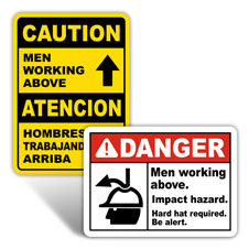 Men Working Above Signs