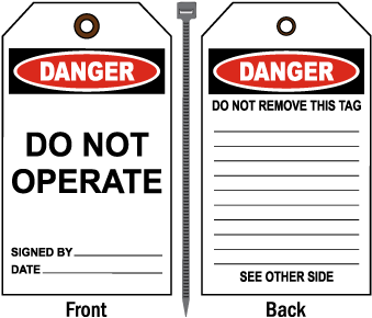 Danger Do Not Operate Tag