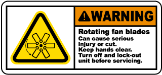Rotating Fan Blades Lock-Out Label