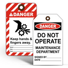 Danger Safety Tags