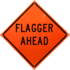 Flagger Ahead Sign